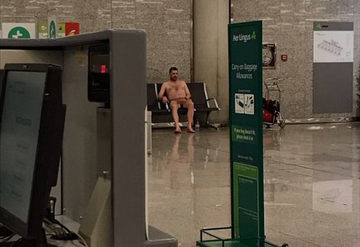 Naked Passenger At Majorca Airport.